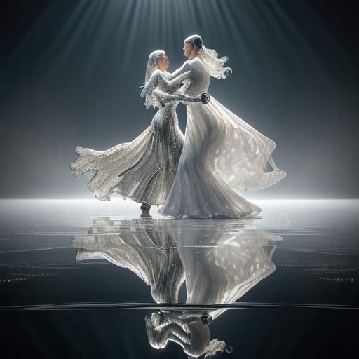 Liquid Silver Dancers in Mirrored Maze