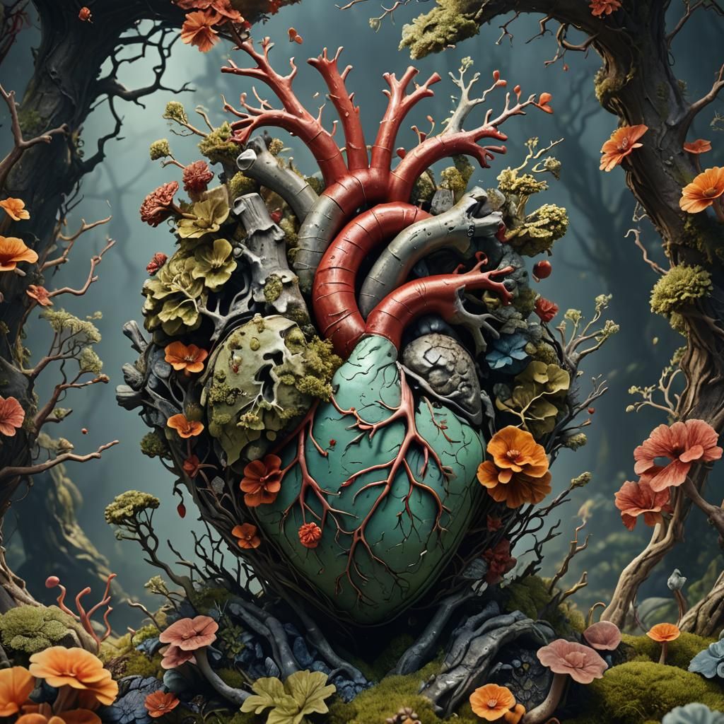 Fungi Heart: Fantastical Anatomical Art