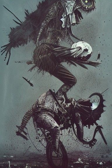 Evil Anthropomorphic Circus in Mixed Media Style