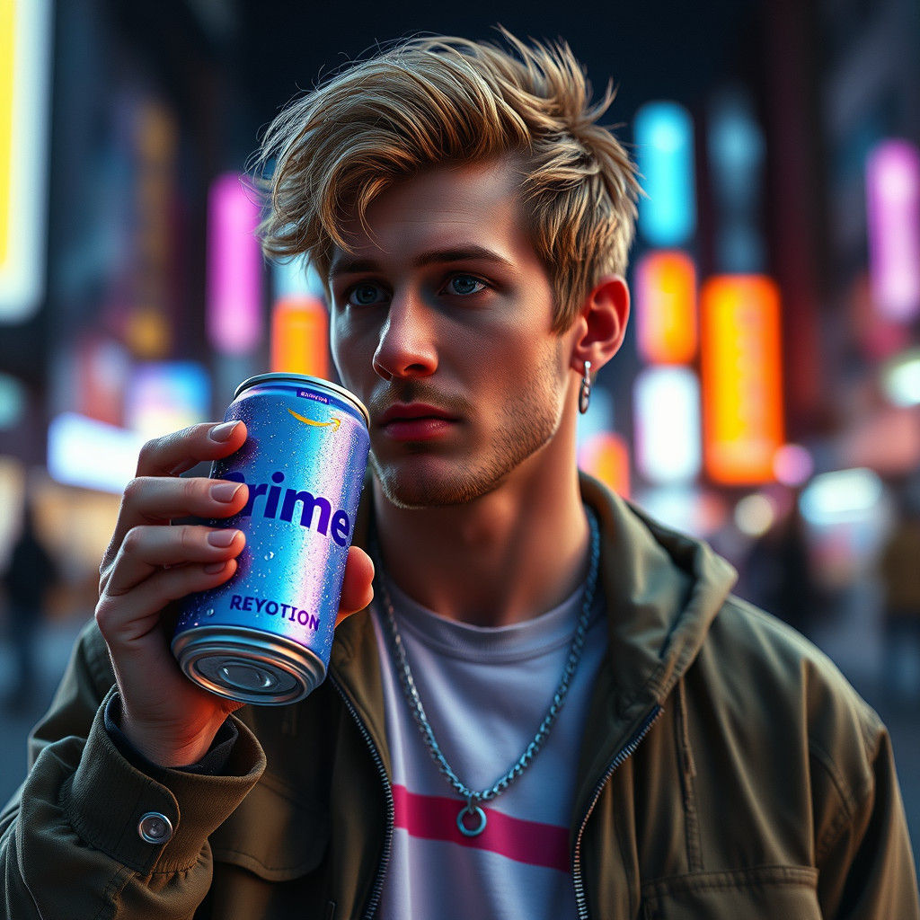 Logan Paul Promotes Prime in Neon Cityscape