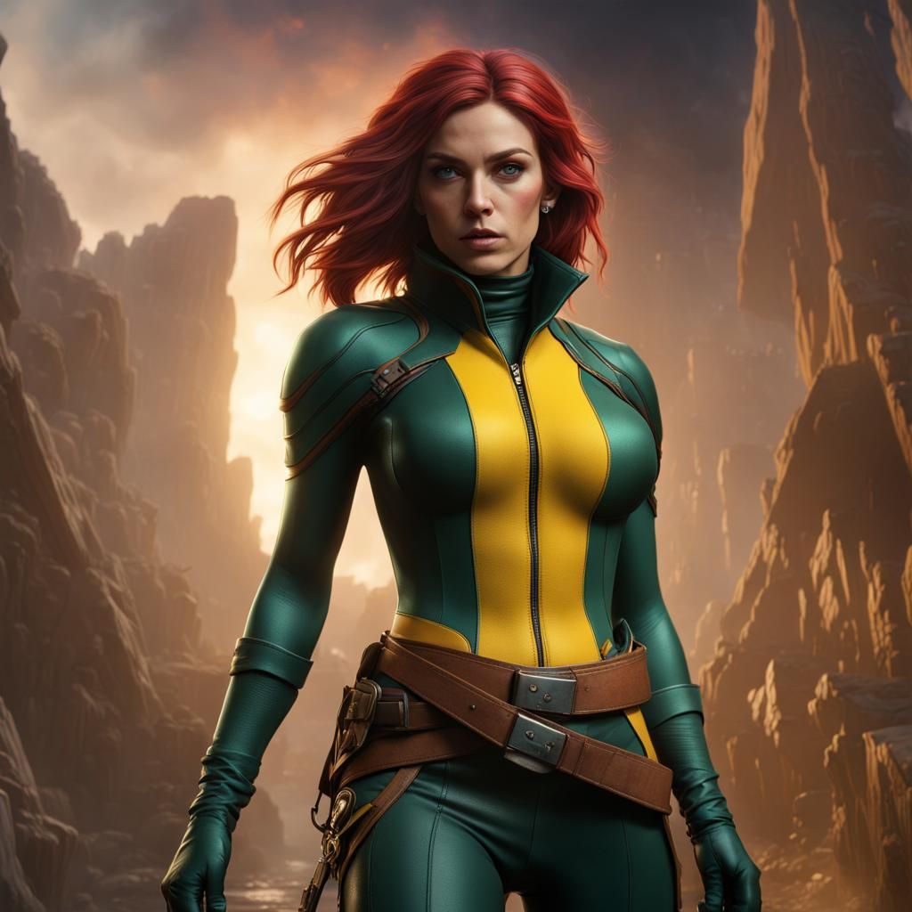 Detailed Matte Painting of Rogue from X-Men