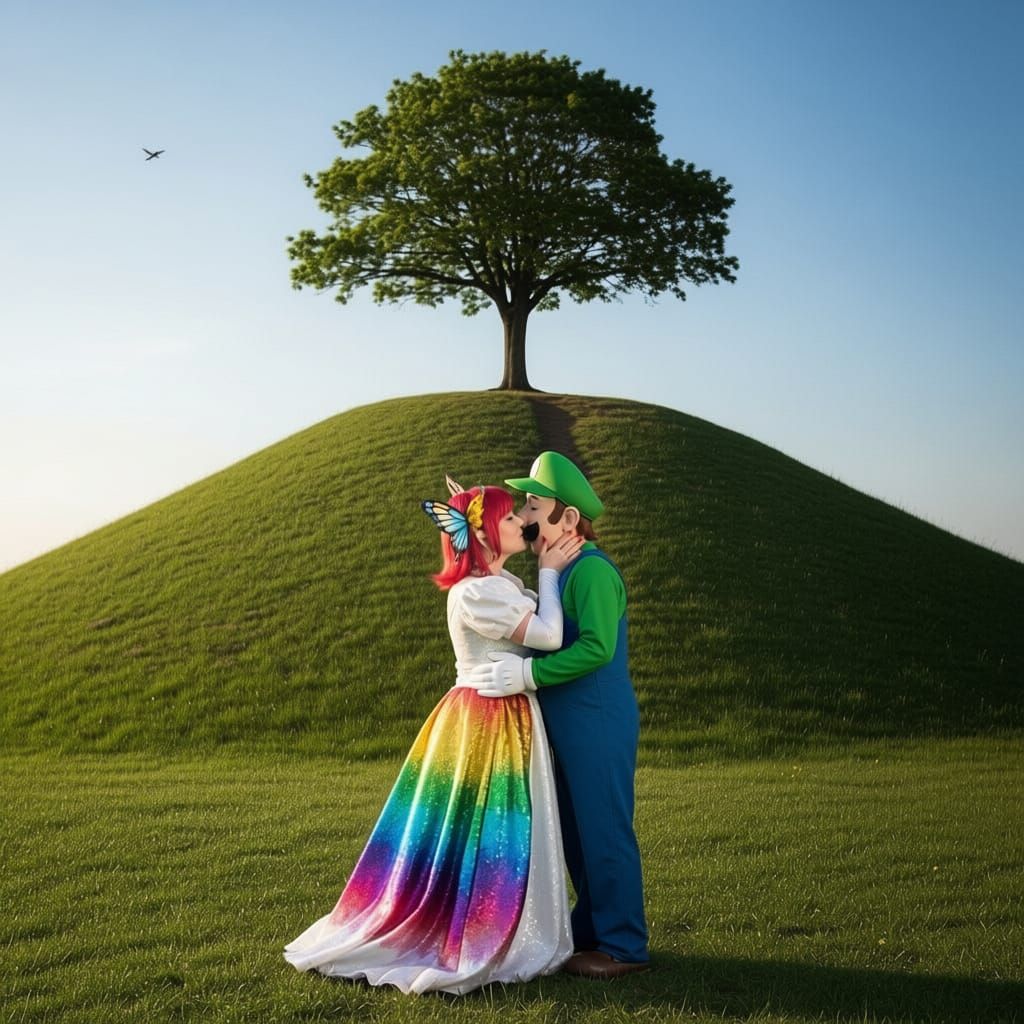 Romantic Embrace Under Tree: Hyperrealistic Couple
