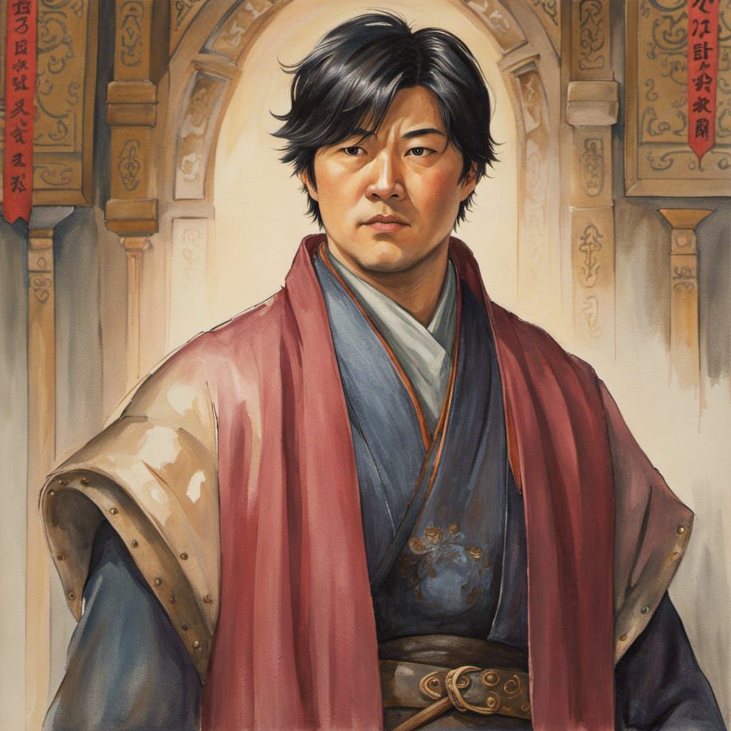 Handsome Young Man in Medieval Fantasy: Ghibli Watercolor