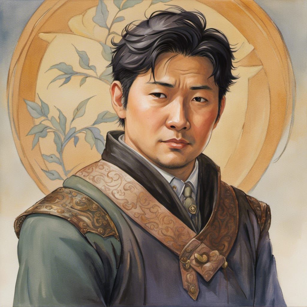 Chubby Young Man in Medieval Fantasy: Ghibli Watercolor