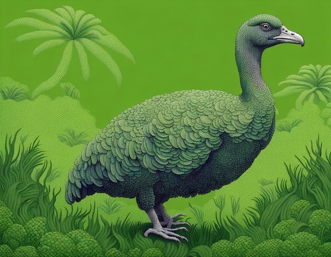 Dodo Bird in Pointillism Style