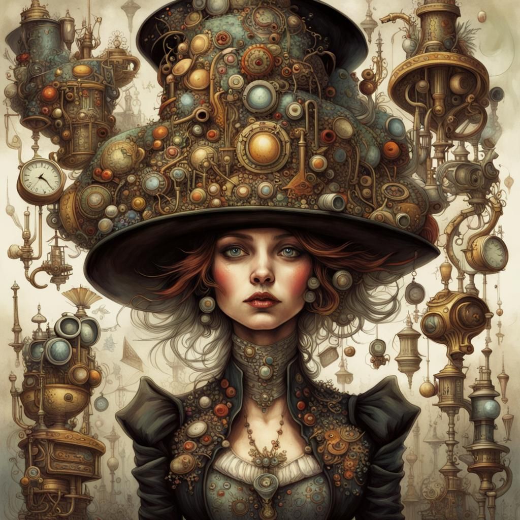 Woman's Instrument Hat in Fantasy Art Style