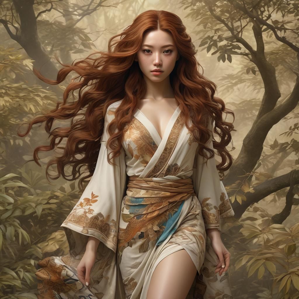 Beautiful Japanese Woman Portrait in Detailed Matte Painting