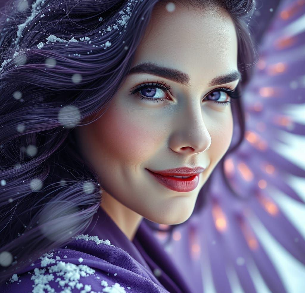 Ethereal Goddess in Cosmic Blizzard