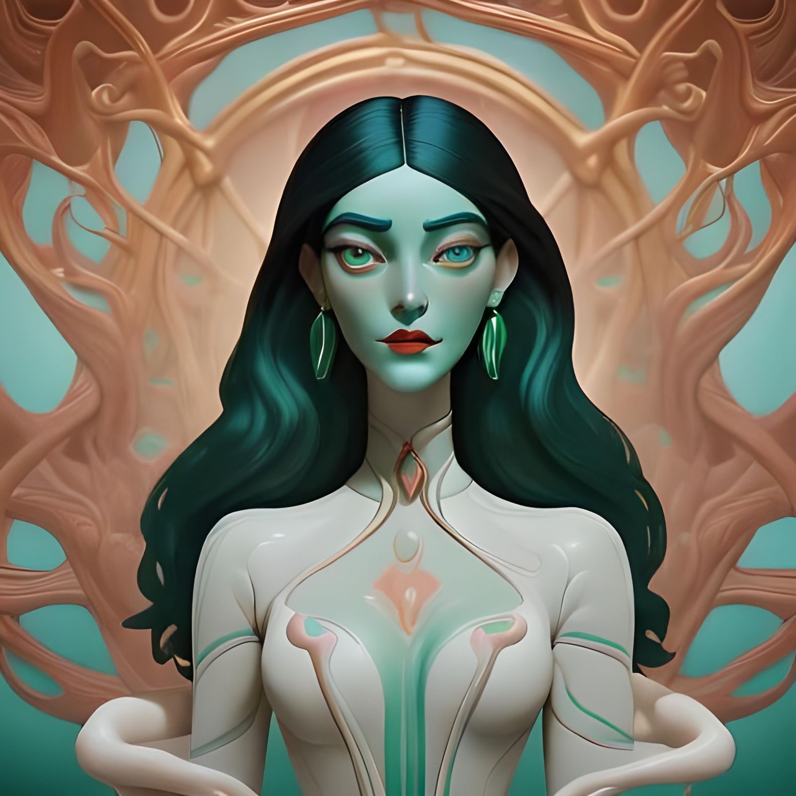 Woman with Dark Hair and Red Lips