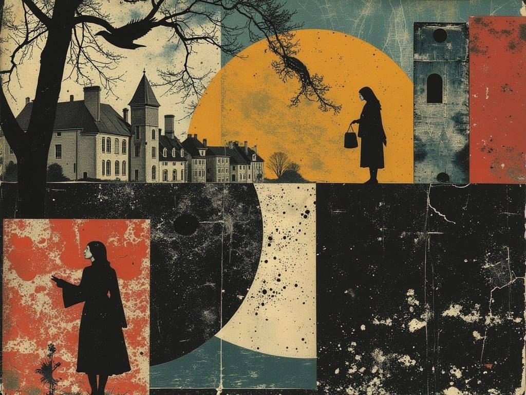 Metropolis Art Nouveau Digital Illustration with Geometric D...