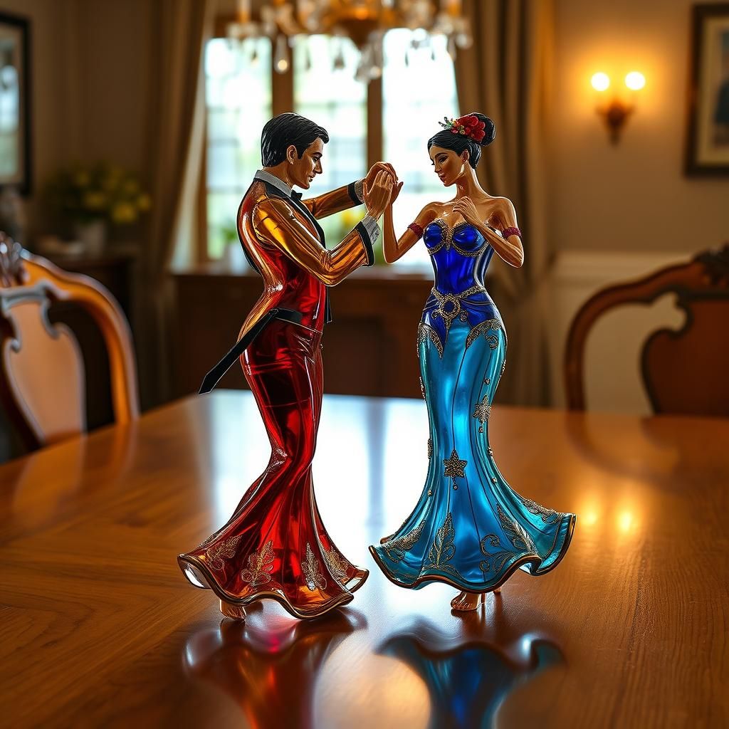 Flamenco Dancers: Enameled Glass Sculpture
