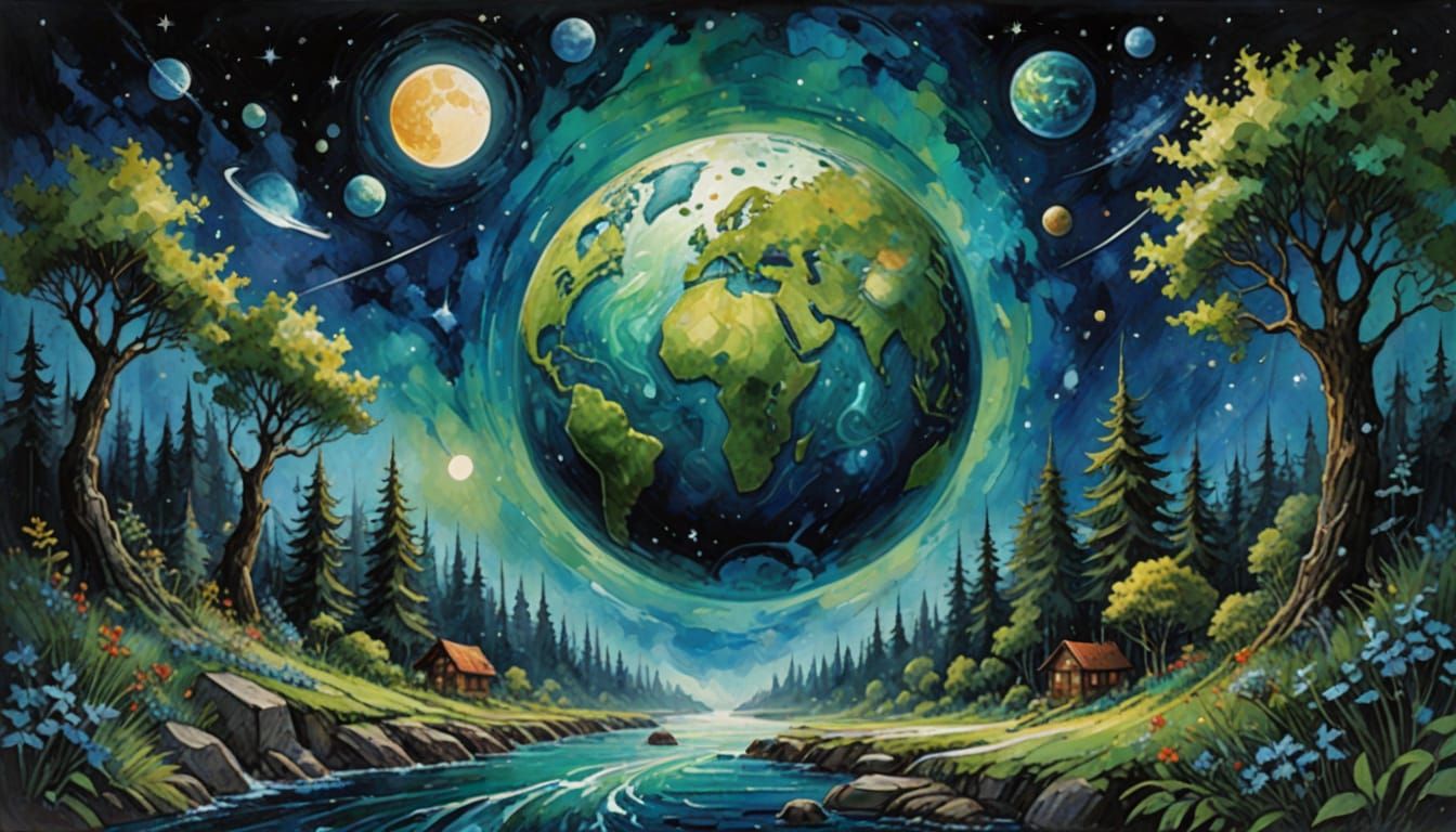 Earth from Space: Impressionist Impasto Style