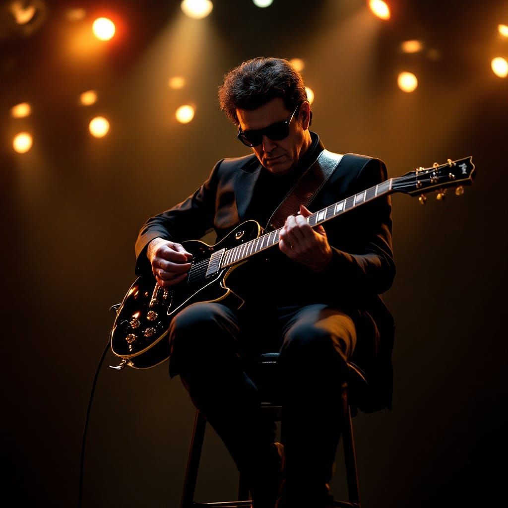 Roy Orbison Performs on Stage in Retro Futuristic Style