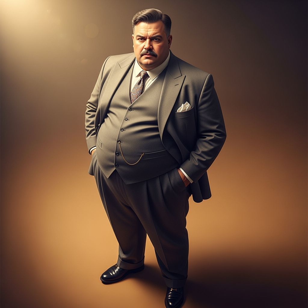 Confident Man with Round Belly in Golden Light