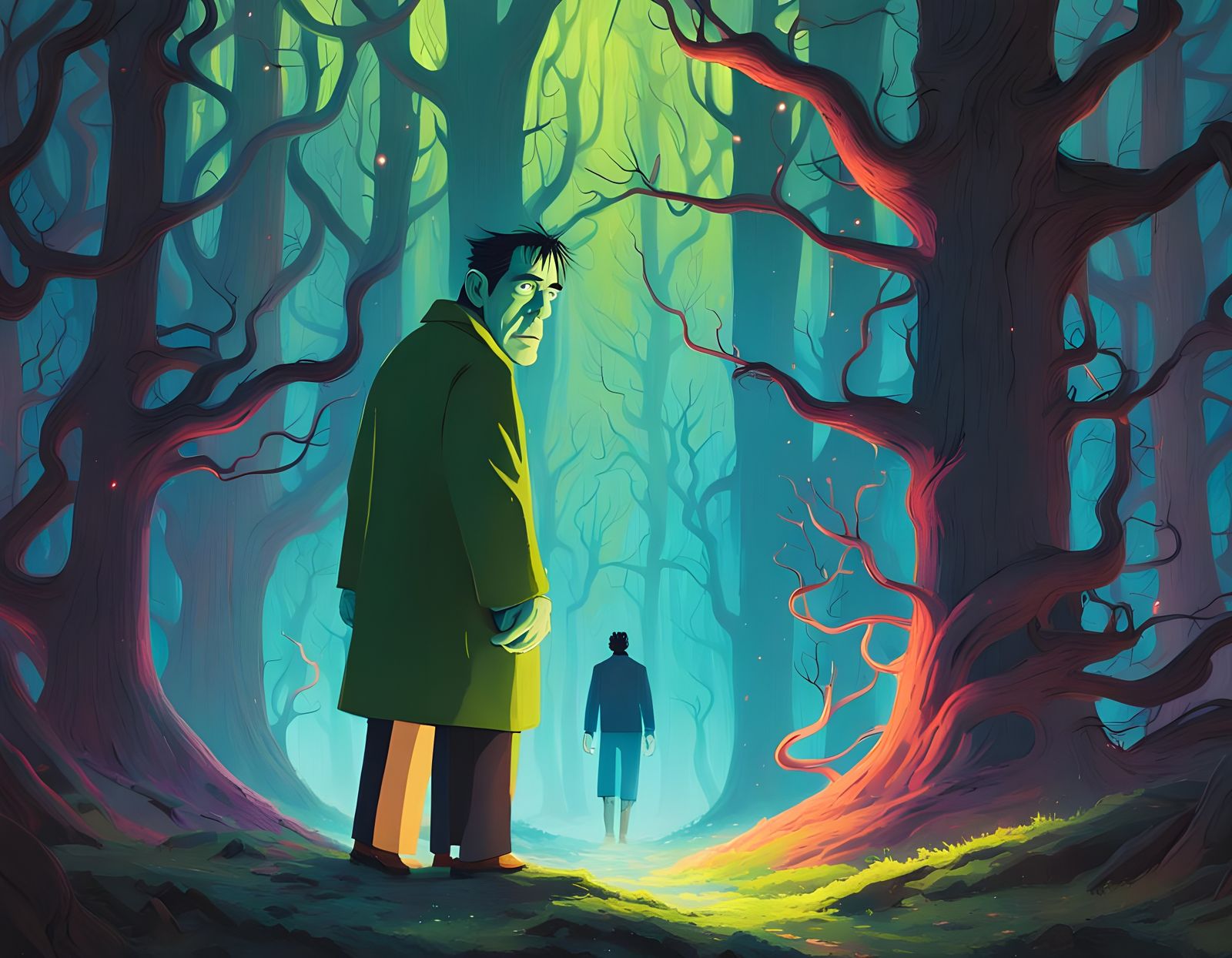 Friendly Frankenstein Character in Volumetric Lighting