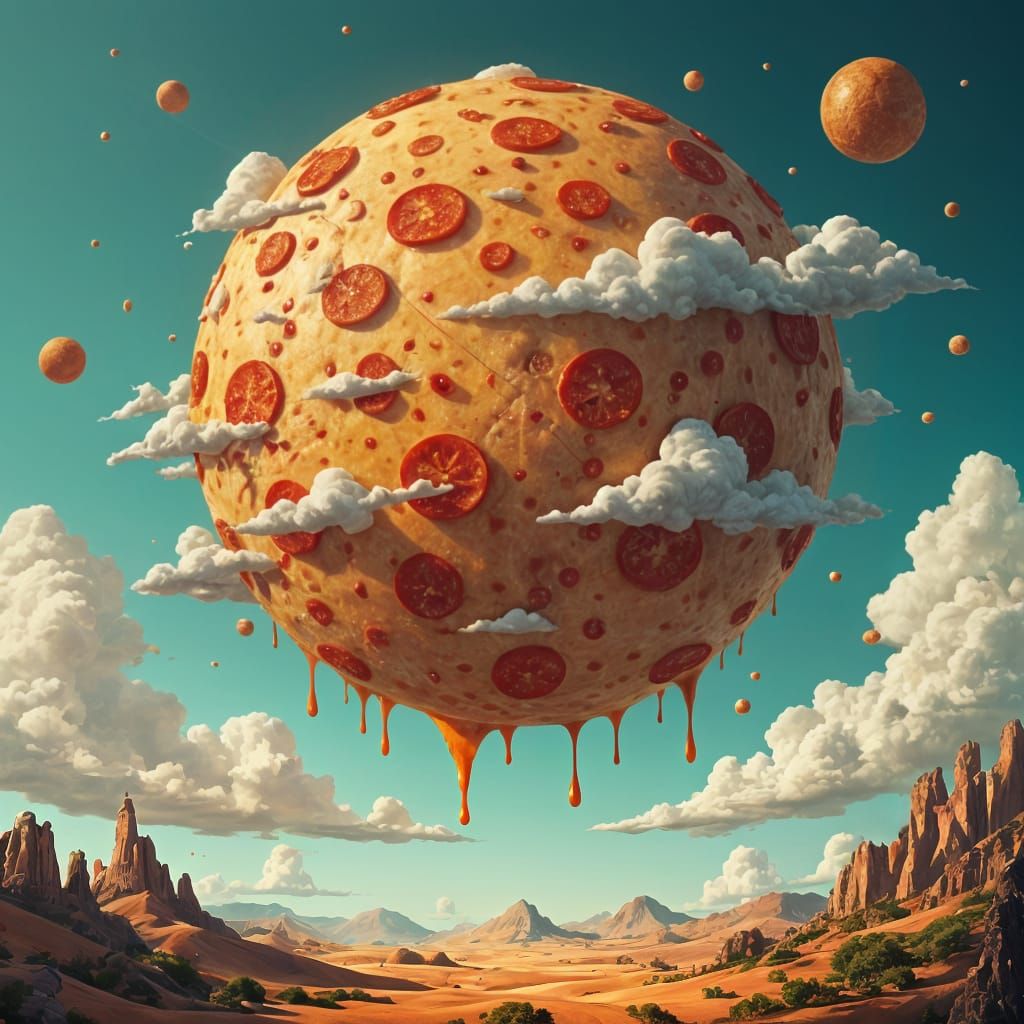Pizza Planet: A Dreamy Digital Art Creation