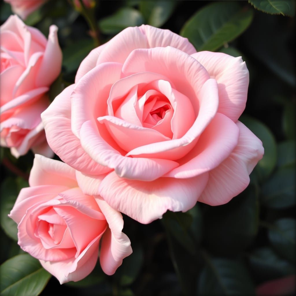 Shell Pink Hybrid Tea Rose in Art Nouveau Style