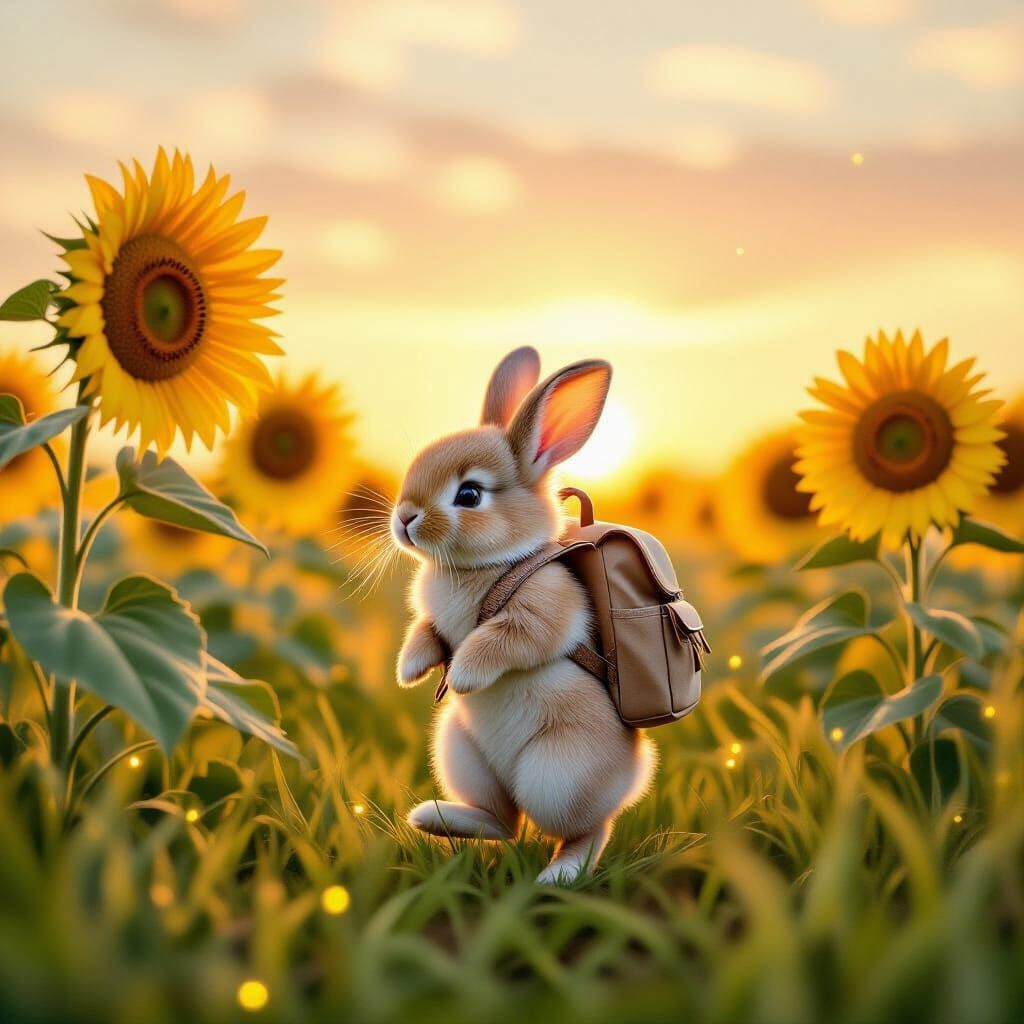 Whimsical Bunny Adventure in Sunflower Field