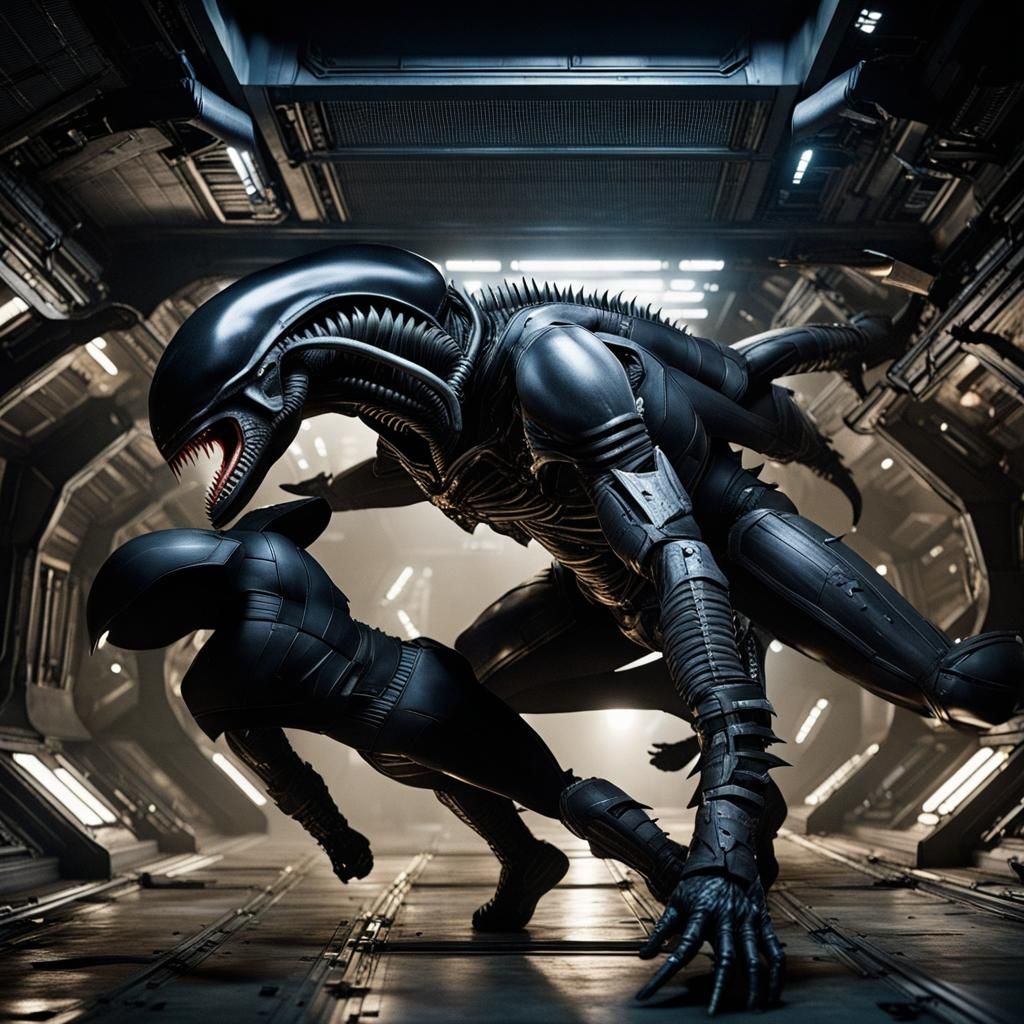 Batman vs Xenomorph in Space Station Battle