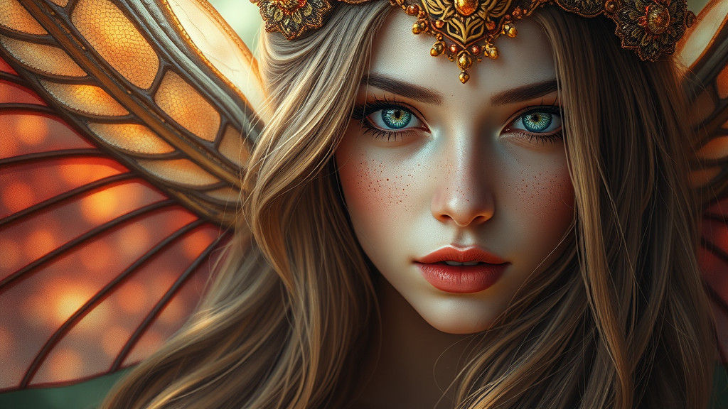 Psychedelic Goddess Portrait with Long Hair in Digital Art