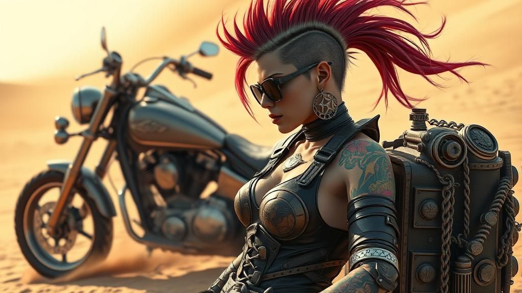 Punk Rock Warrior Queen in Wasteland Sandstorm