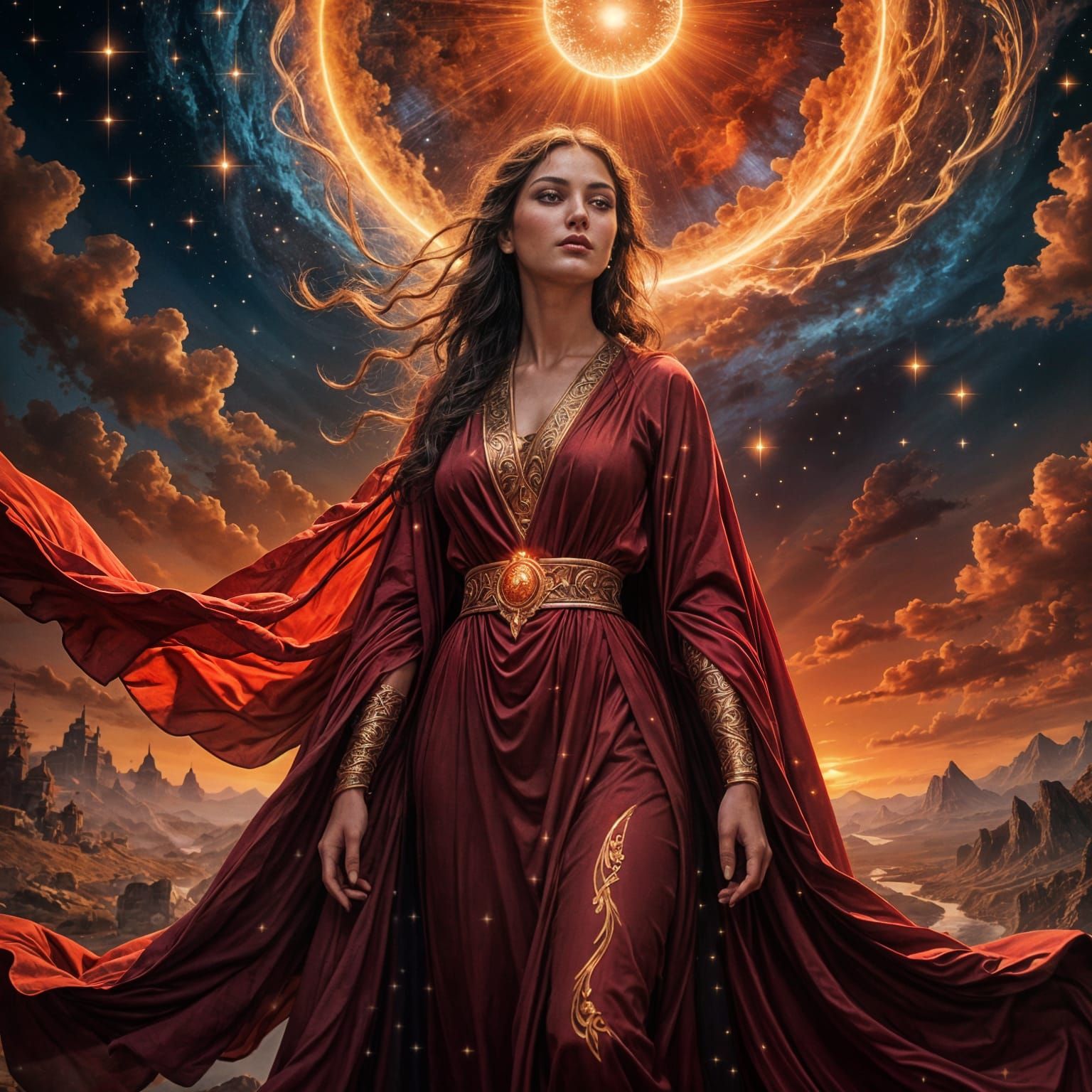 Majestic Persian Goddess in Ethereal Attire