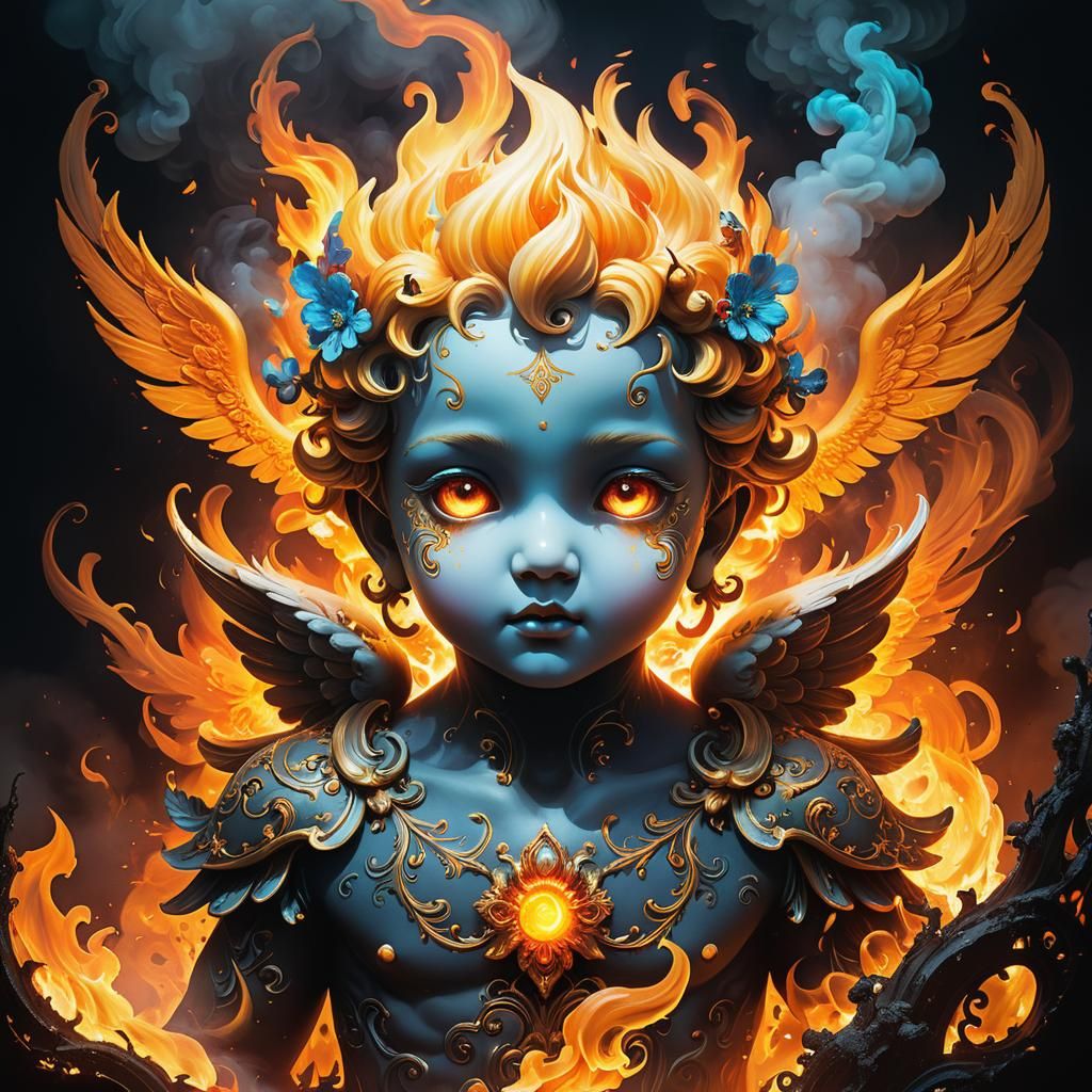 Luminous Fire Elemental in Spring Horror Landscape