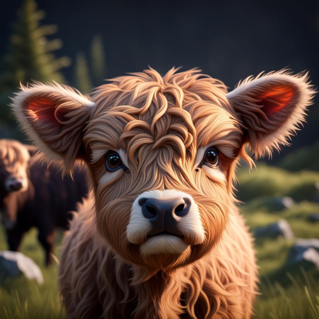 Adorable Claymation Highland Calf in 3D