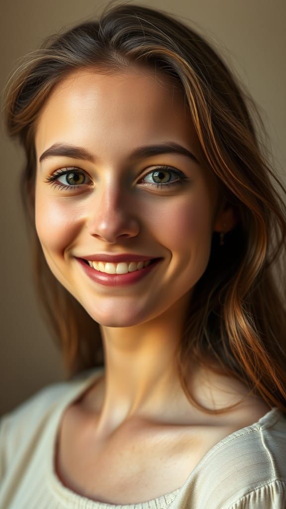 Surreal Portrait of a Young Woman in Soft, Warm Light