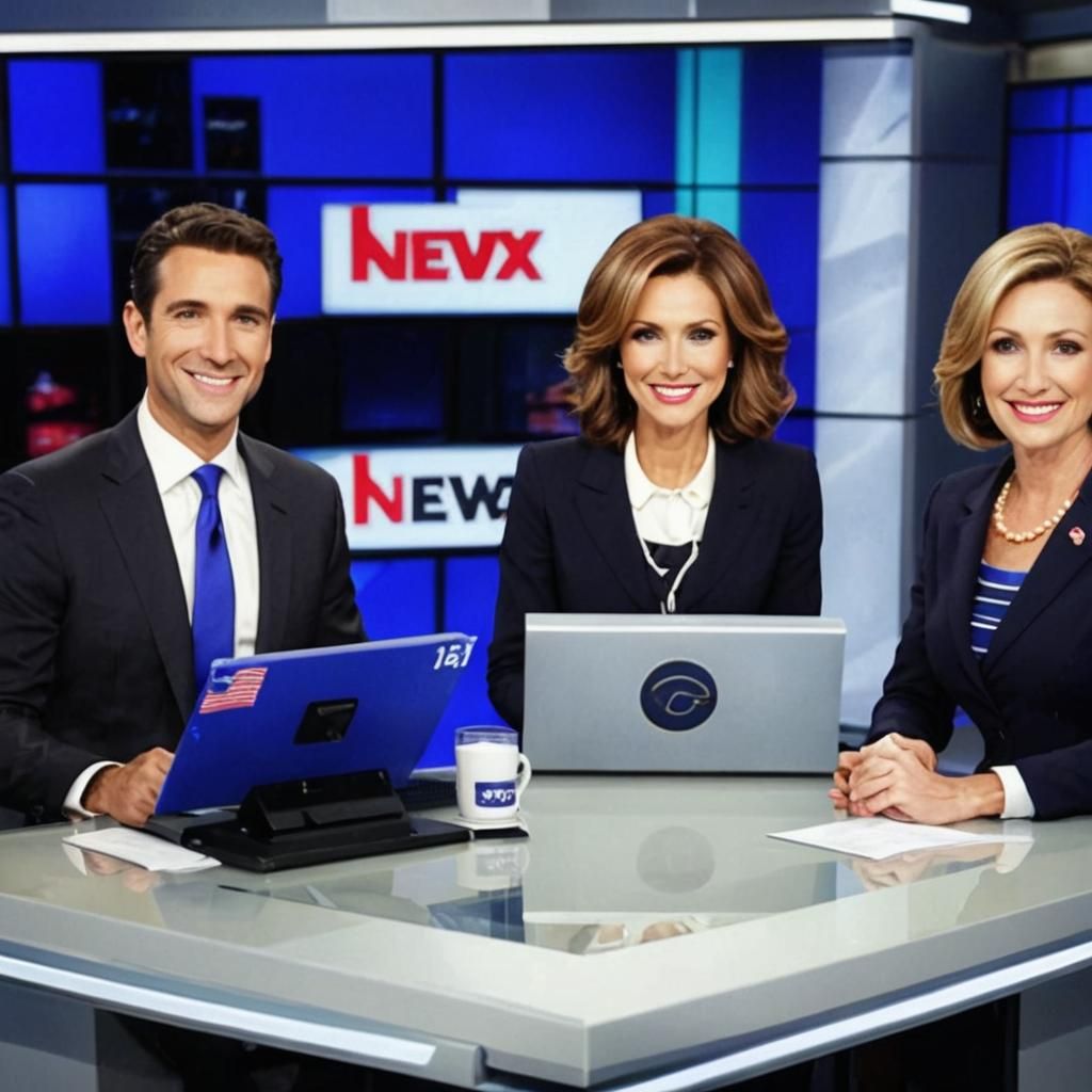 Satirical Polymer Newsreaders at Cable News Desk