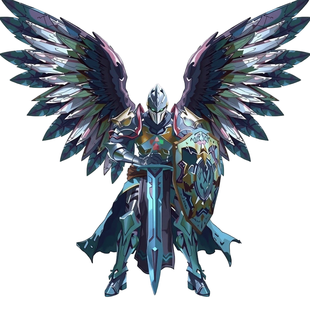 Future Mech Knight in Majestic Castle Setting