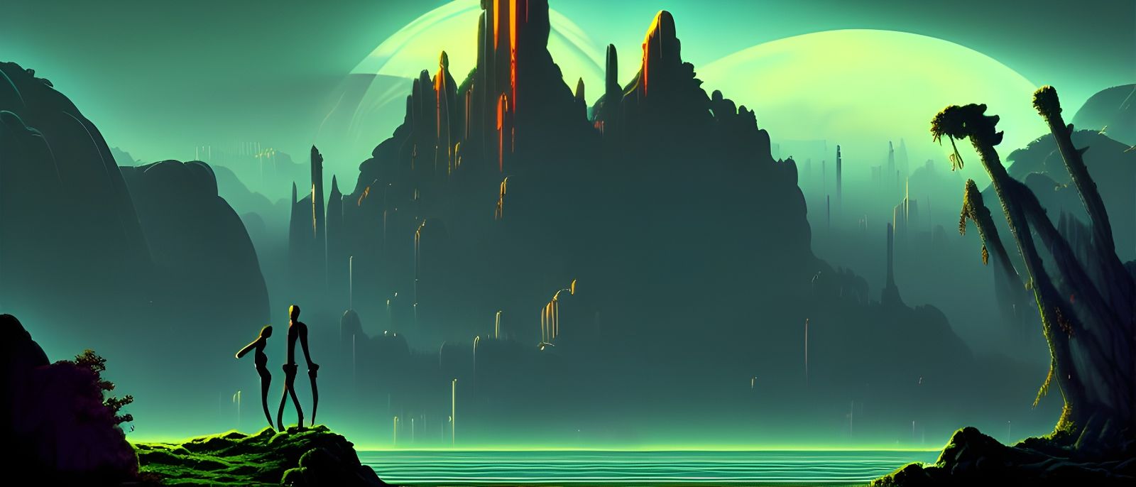 Futuristic Dark Fantasy Landscape Game Poster