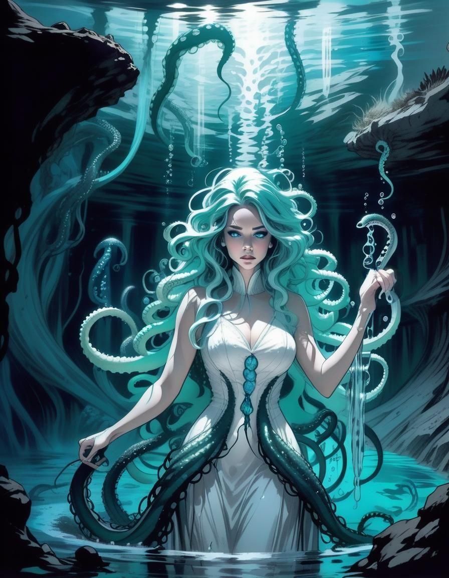 Woman's Hand Gently Holds a Tentacle