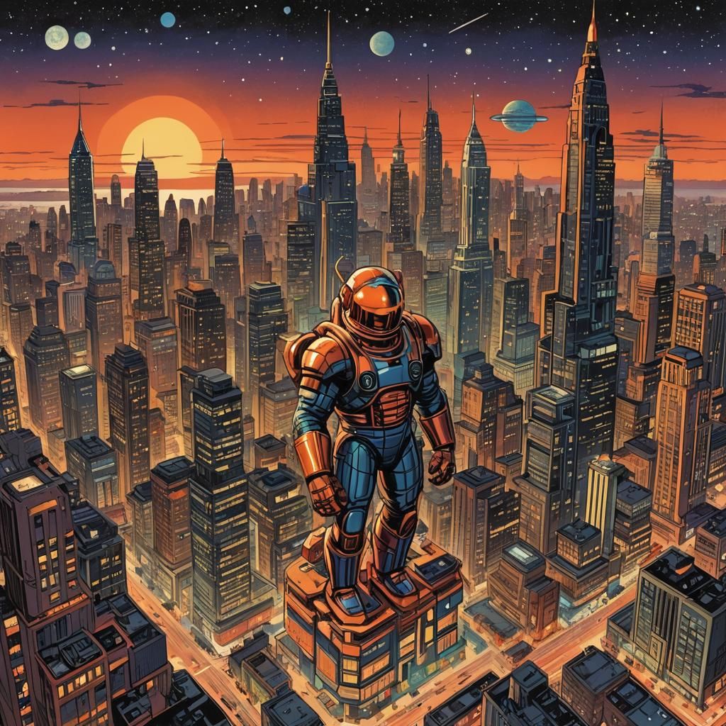 Art Deco Marsport: A Jack Kirby Inspired Scene