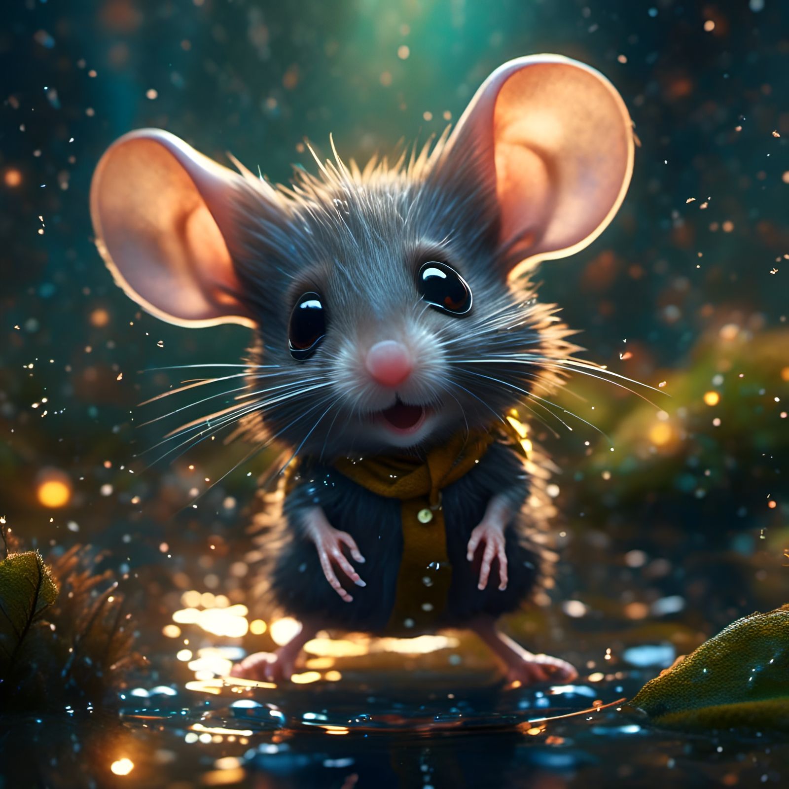 Adorable Chibi Mouse Dances in Forest