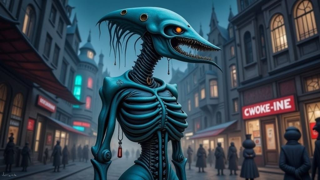 Corroded Cyberpunk Girl in Biomechanical Style