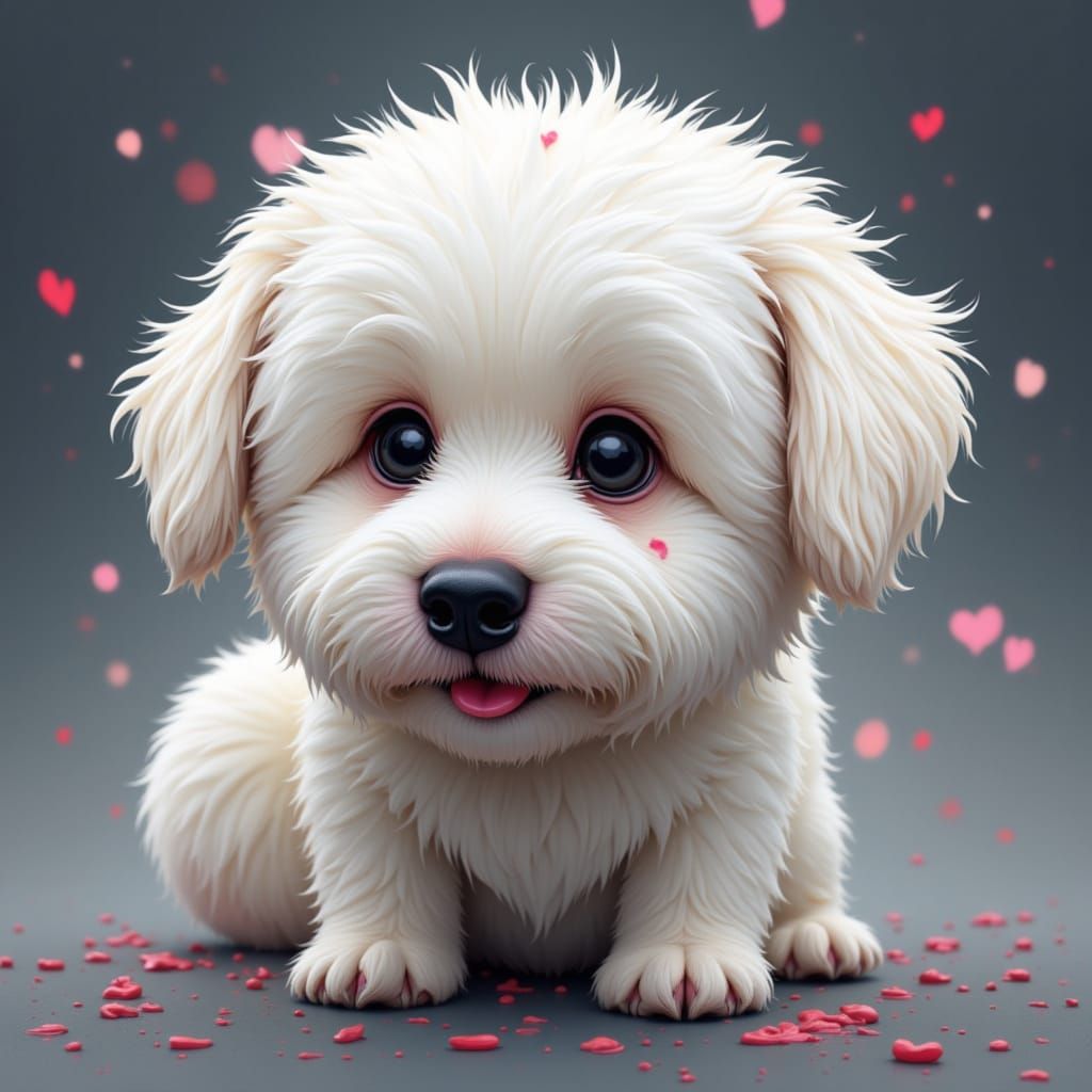 Extremely Fluffy White Dog with Neon Accents