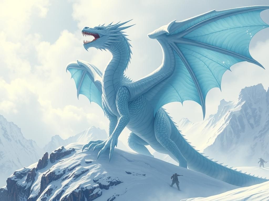 Majestic White Dragon Summons a Ferocious Blizzard
