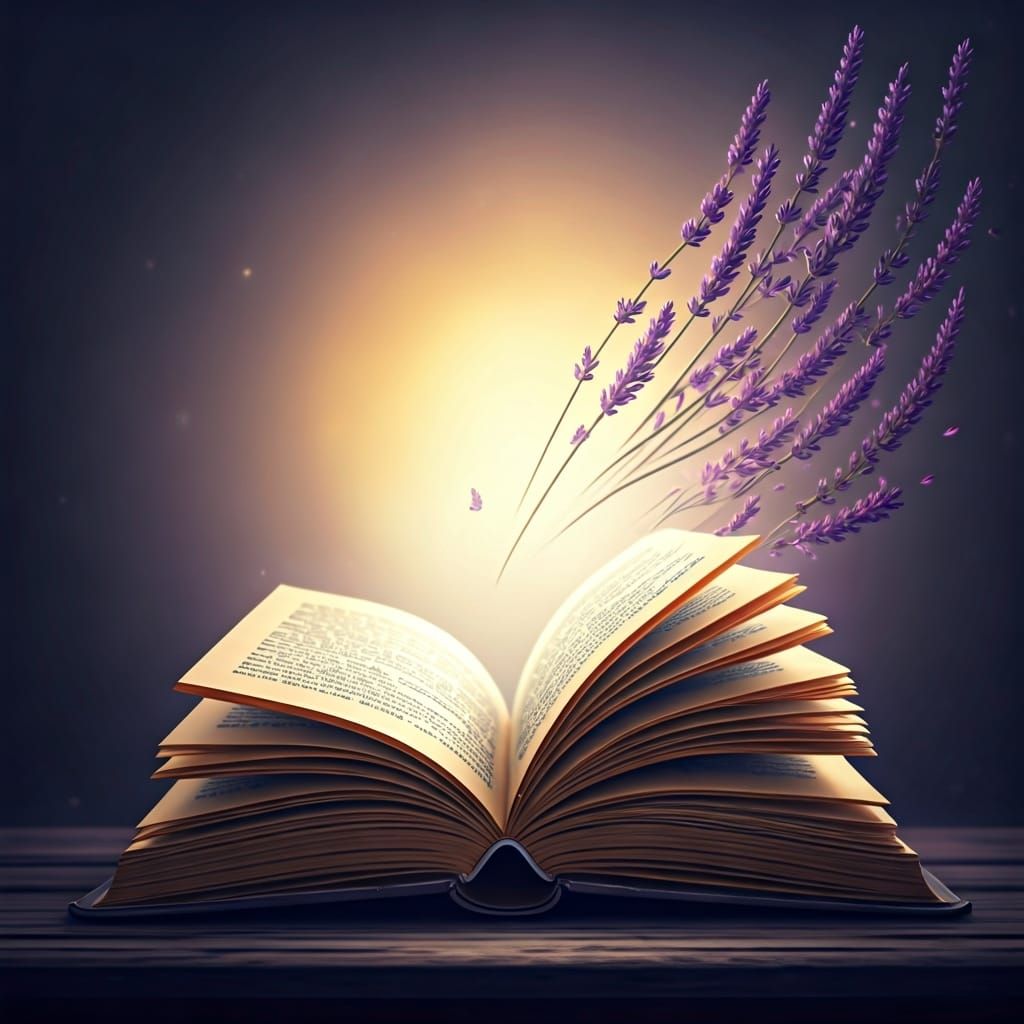 Ethereal Pages Floating in Golden Light: Charcoal Drawing