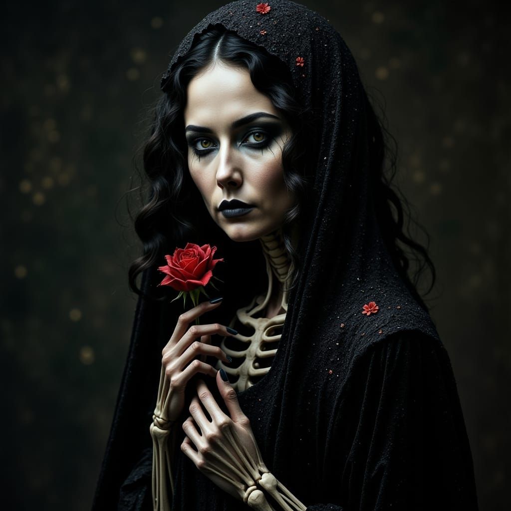 Ethereal Gothic Goddess in Dark Velvet Attire
