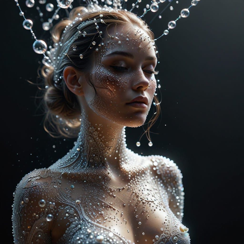 Woman Made of Bubbles and Pearls