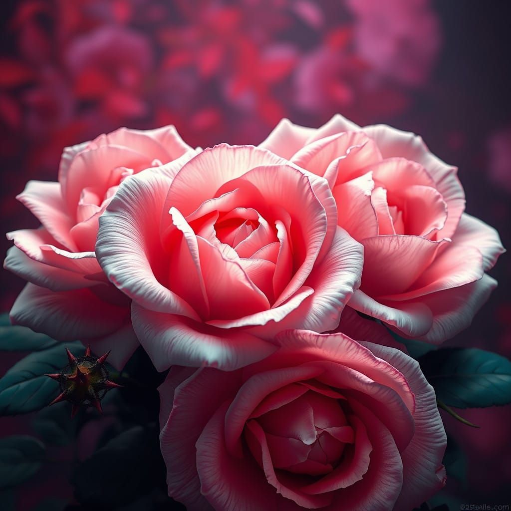 Surreal Fantasy Roses in Hyper-Realistic Art