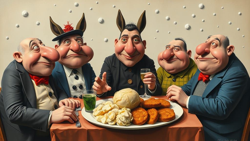 Surreal Scene with Donkey Rides and Odd Attacks