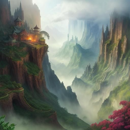 Lush Jade Sect Fields: A Fantastical Landscape