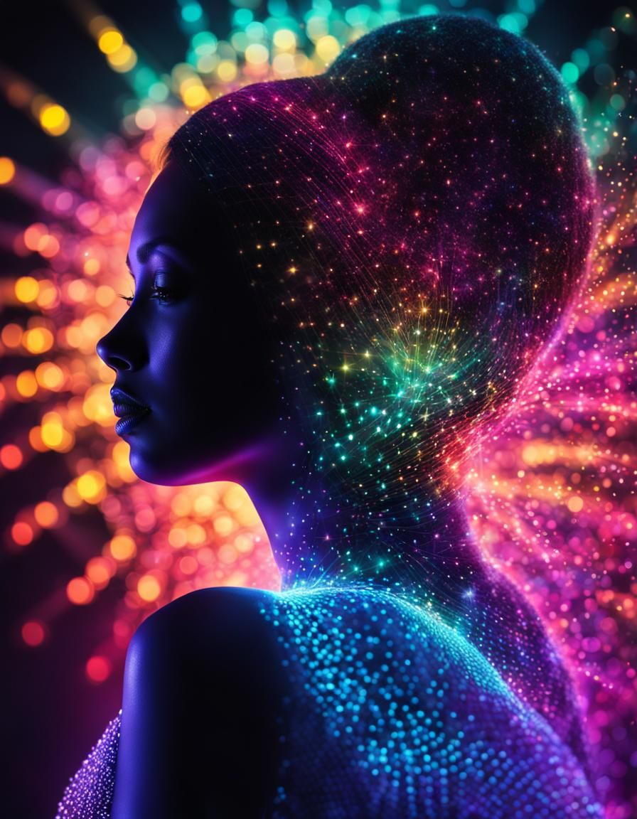 Translucent Silhouette in Neon Lights Illustration