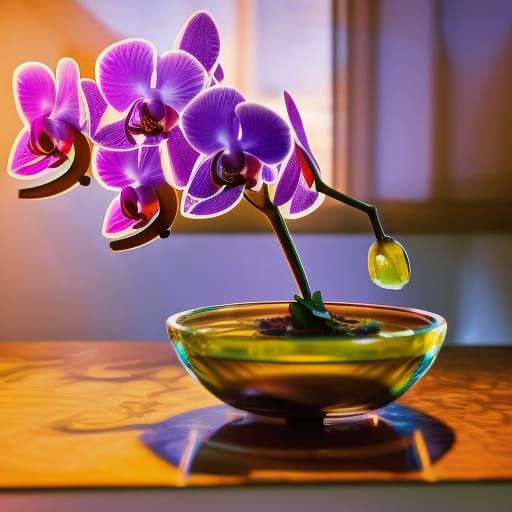 Orchid in Crystal Bowl: Professional Photography