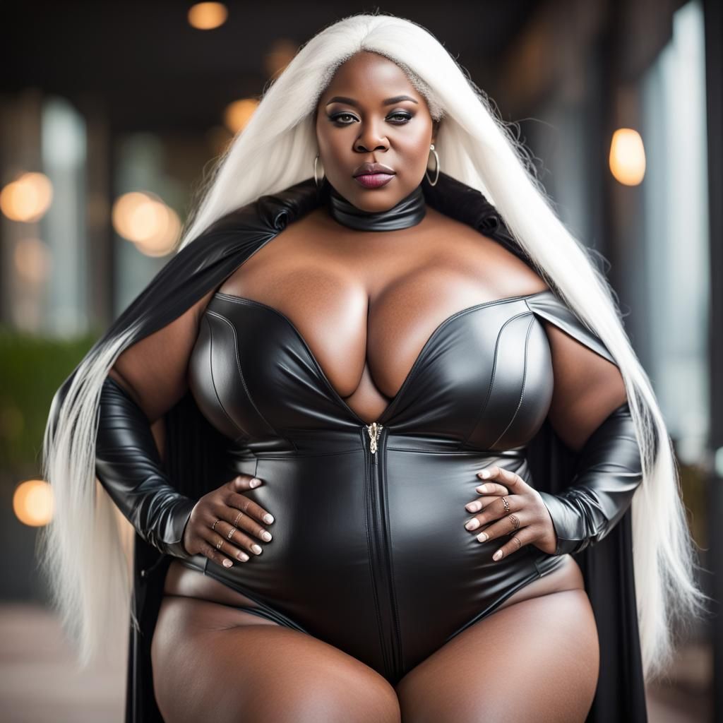 Ebony Woman in Leather Outfit: Professional Photo