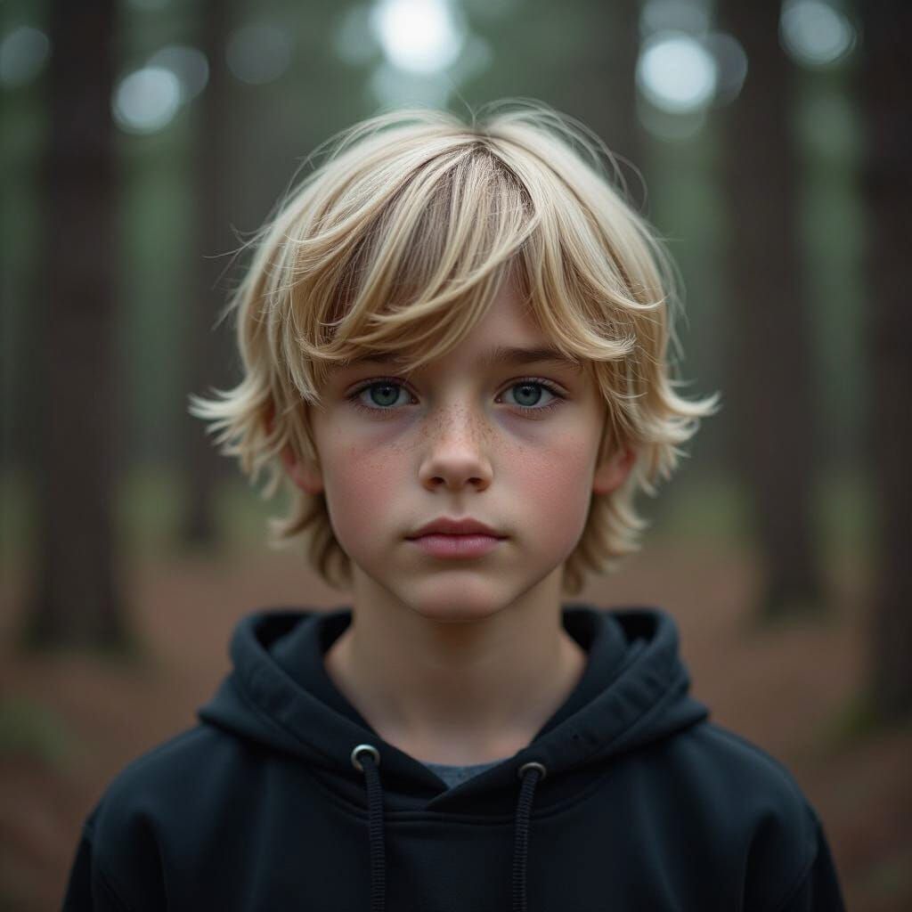 Boy out in the woods