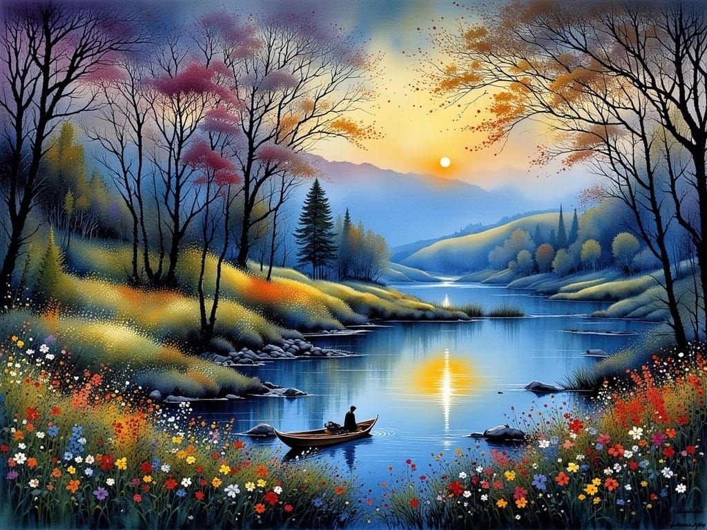 Enchanting Midsummer Night on Swedish Lake