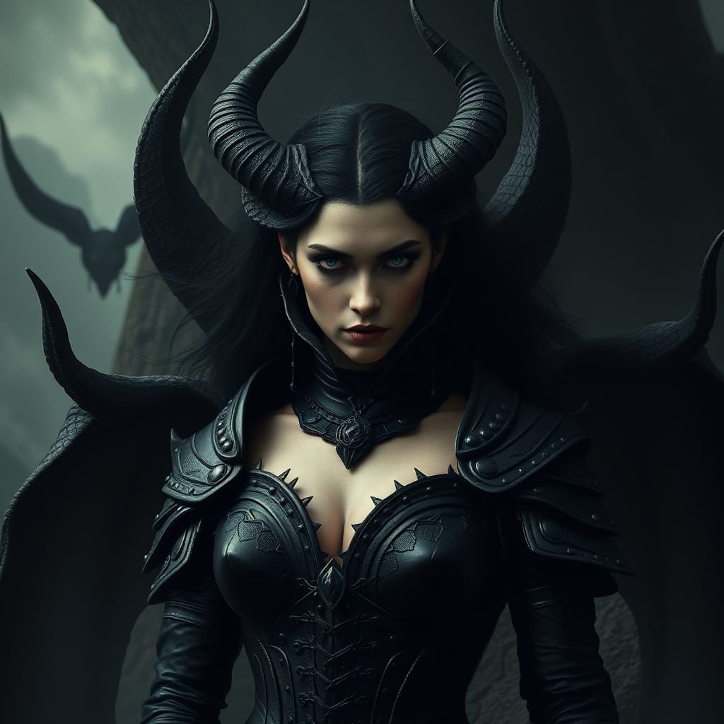 Imposing Beauty in Dystopian Landscape as Dark Armor